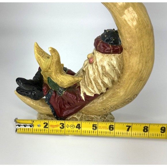 Vintage 1994 Ila Lefever Enesco Santa Resting on the Moon Holding Star Folk Art - Picture 6 of 15
